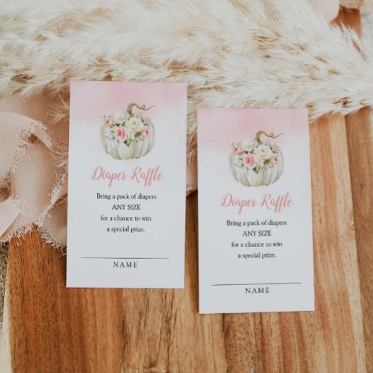 Roze kleine pompoen luiervoer Raffle Ticket Informatiekaartje