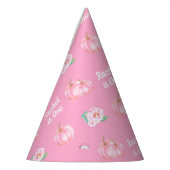 Roze kleine pompoen meisje 1 verjaardag  feesthoedjes (Links)