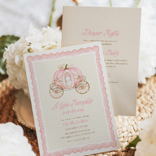 Roze Kleine Pompoen Meisje All-in-One Baby Shower Kaart
