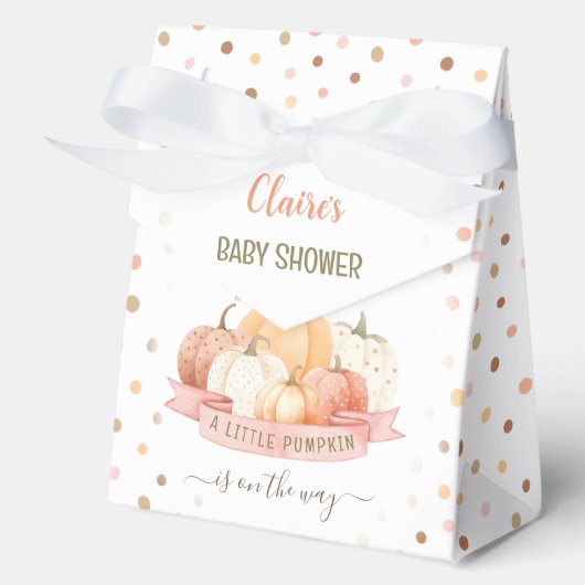 Roze Kleine Pompoen Meisje Baby shower Grote Tent Bedankdoosjes (Voorkant)