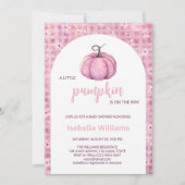 Roze kleine pompoen meisje Baby shower Kaart (Voorkant)