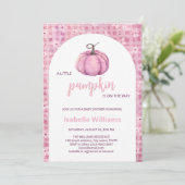 Roze kleine pompoen meisje Baby shower Kaart (Staand voorkant)