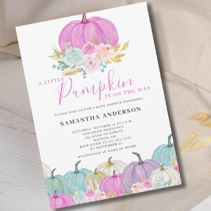 Roze Kleine Pompoen Meisje Baby Shower Uitnodiging