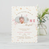 Roze kleine pompoen Onederful Foto 1e verjaardag Kaart (Staand voorkant)