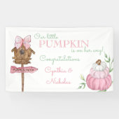 Roze Kleine Pompoen Patch Meisje Baby shower Spandoek (Horizontaal)