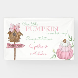 Roze Kleine Pompoen Patch Meisje Baby shower Spandoek
