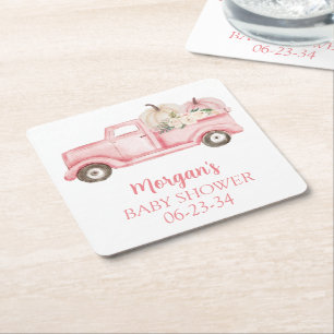 Roze Kleine Pompoen Schattige Baby shower Kartonnen Onderzetters