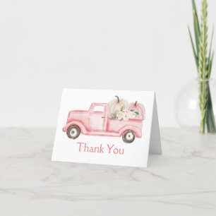 Roze Kleine Pompoen Truck Baby Shower Foto Bedankkaart