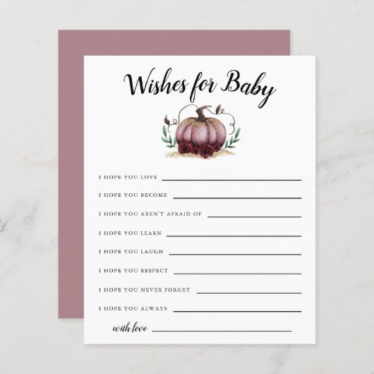 Roze kleine pompoen voor Baby Kaart (Voorkant / Achterkant)