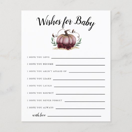 Roze kleine pompoen voor Baby Kaart (Voorkant)