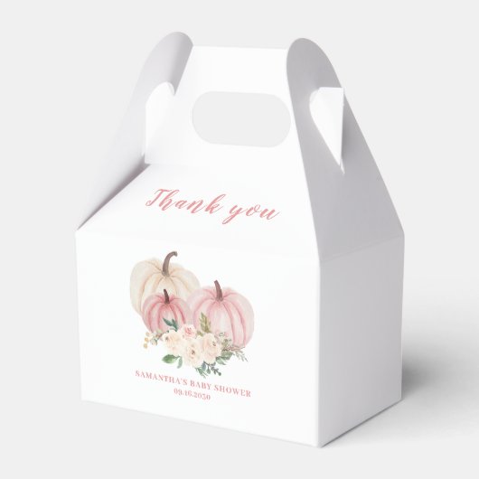 Roze kleine pompoenBaby shower Bedankdoosjes (Achterkant)