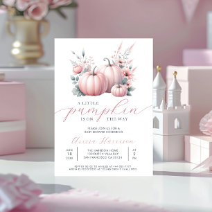 Roze kleine pompoenBaby shower Kaart