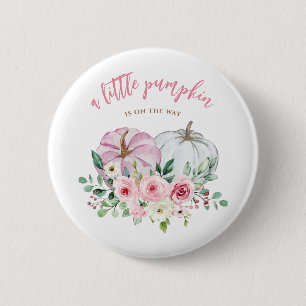 Roze kleine pompoenBaby shower Ronde Button 5,7 Cm