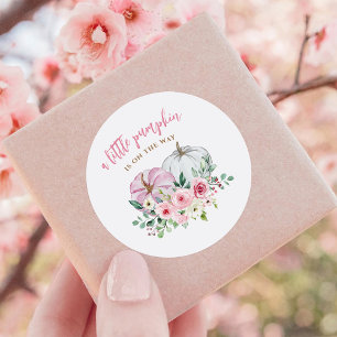 Roze kleine pompoenBaby shower Ronde Sticker