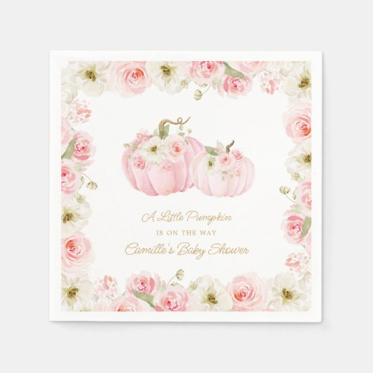 Roze kleine pompoenBaby shower Servet (Voorkant)