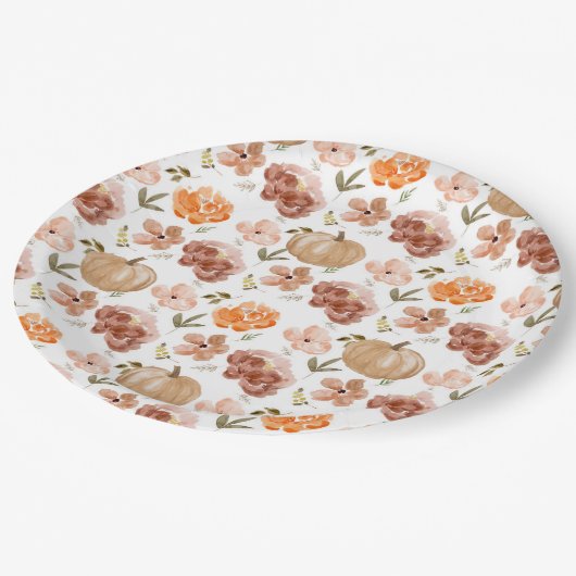 Roze kleine pompoenpapier Bord pompoen Baby Showe (Gekanteld)