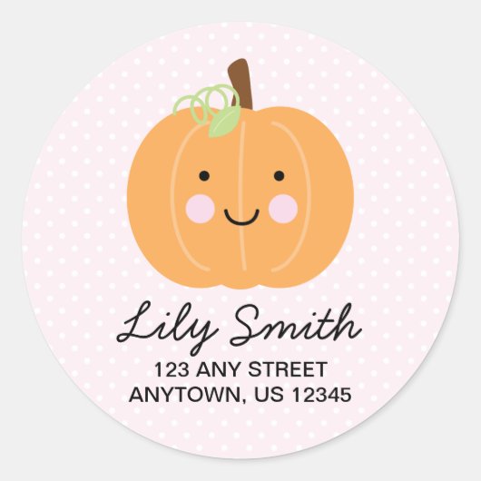 Roze kleine pompoenretouradreslabels ronde sticker (Voorkant)