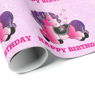 Roze kleine pony cadeaupapier