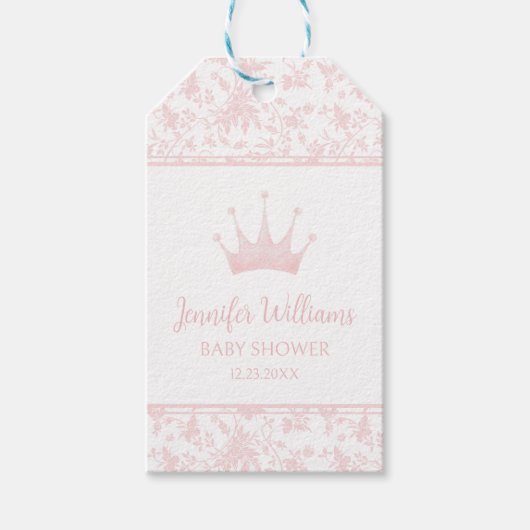 Roze kleine prinses baby meisje douche dank u cadeaulabel (Voorkant)