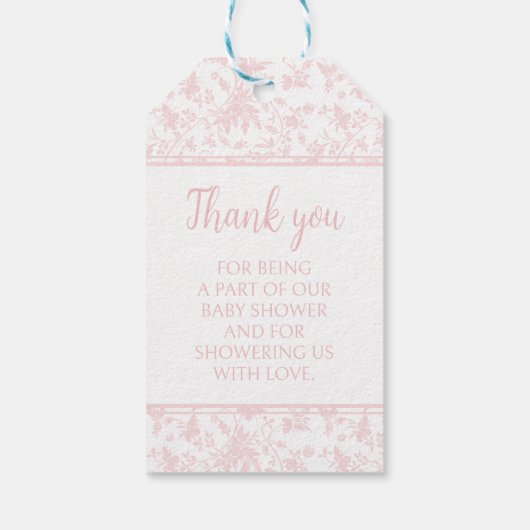 Roze kleine prinses baby meisje douche dank u cadeaulabel (Achterkant)