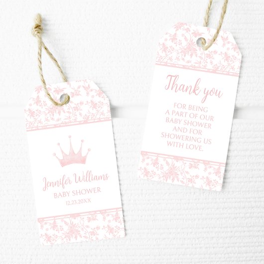 Roze kleine prinses baby meisje douche dank u cadeaulabel