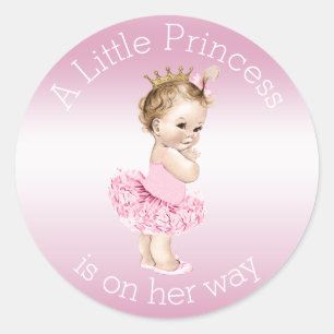 Roze Kleine Prinses Ballerina Baby shower Ronde Sticker