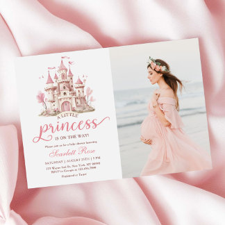 Roze Kleine Prinses Kasteel Meisje Baby Shower Fot Kaart
