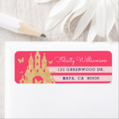 Roze Kleine Prinses Magisch Goud Kasteel Baby Meis Etiket (Insitu)