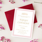 Roze Kleine Prinses Minimale Gouden Aqiqah Ceremon Kaart