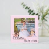 Roze kleine prinses uitnodigingen (Staand voorkant)