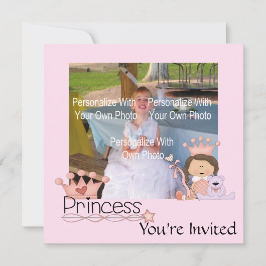 Roze kleine prinses uitnodigingen (Voorkant)