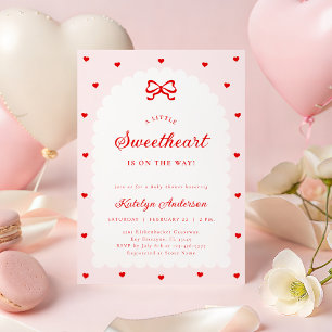 Roze kleine schat strik baby shower uitnodiging