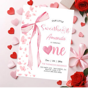 Roze kleine schat Valentijn 1e verjaardag Kaart
