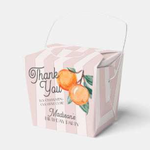 Roze kleine schattige citrus verjaardagsfeesttafel bedankdoosjes