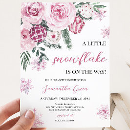 Roze Kleine Sneeuwvlok Baby Shower Kaart
