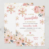 Roze kleine sneeuwvlok op weg naar de kerstdouche kaart (Voorkant / Achterkant)