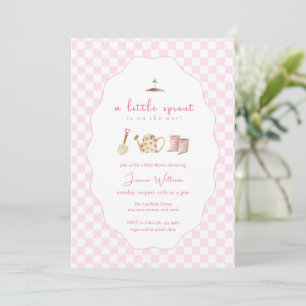 Roze kleine spruit regenlaarzen tuin baby shower kaart