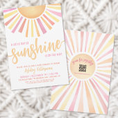 Roze kleine straal van zonneschijn Baby shower Kaart