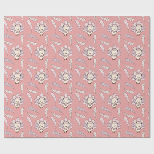 Roze Kleine Turkije Thanksgiving Baby Meisje Cadeaupapier (Vlak)