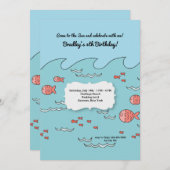 Roze kleine visuitnodiging kaart (Voorkant / Achterkant)