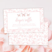 Roze kleine vlinder baby shower luier loterij informatiekaartje