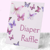 Roze Kleine Vlinder Baby shower Luier Raffle Reclamebord Met Voetstuk