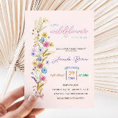 Roze Kleine Wildbloem Baby Meisje Douche Kaart