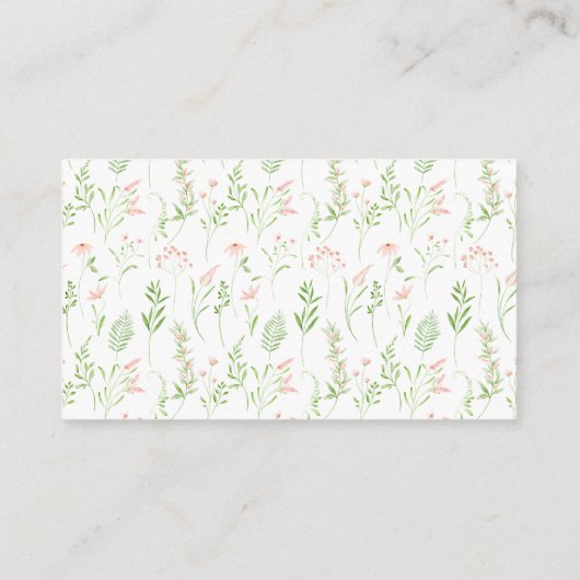 Roze kleine wilde bloem baby shower luier loterij informatiekaartje (Achterkant)