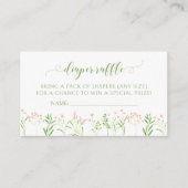 Roze kleine wilde bloem baby shower luier loterij informatiekaartje (Voorkant)