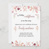 Roze Kleine Wilde Bloem is Op Weg Baby Shower Kaart (Voorkant)