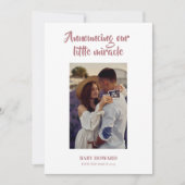 Roze kleine wonder foto zwangerschap aankondiging (Voorkant)