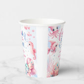 Roze Kleine Zeemeermin 1e Verjaardagspapier Papieren Bekers (Rechts)