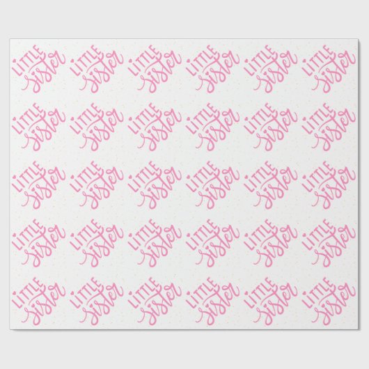 Roze kleine zusje typografie met glitter cadeaupapier (Vlak)