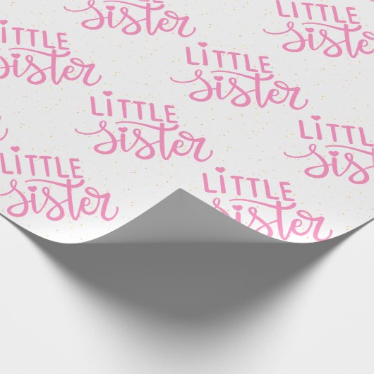 Roze kleine zusje typografie met glitter cadeaupapier (Hoek)